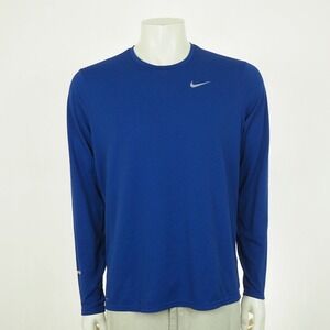 Nike Running Dri-Fit Tee Shirt Mens Large Blue Crew Training Workout Performance